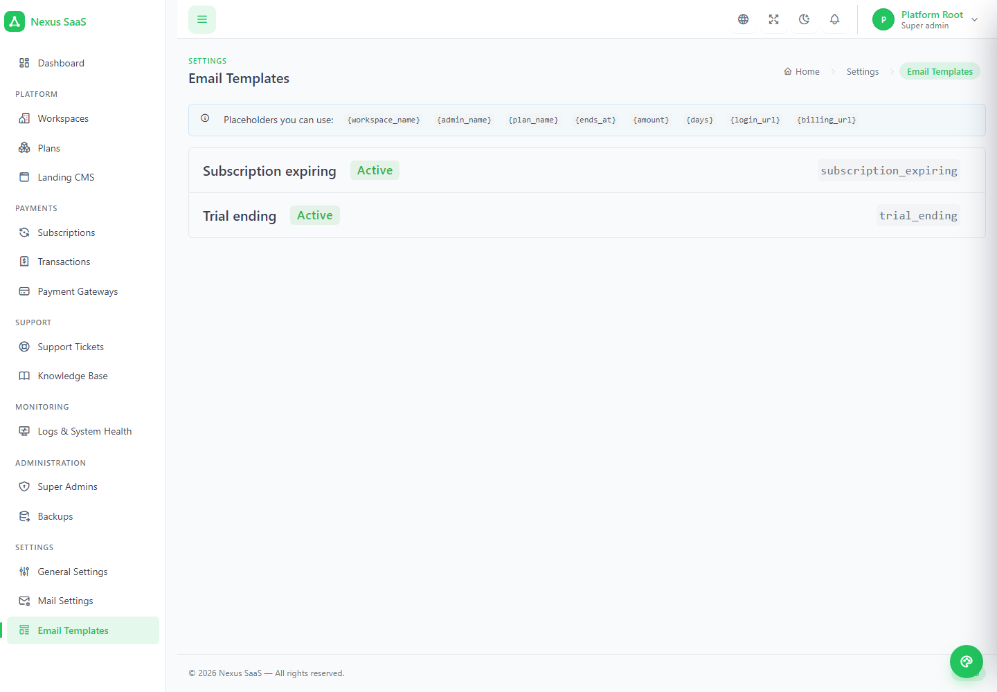 Email templates