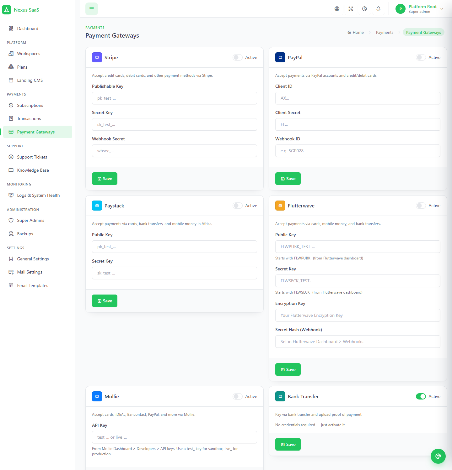 Payment gateways