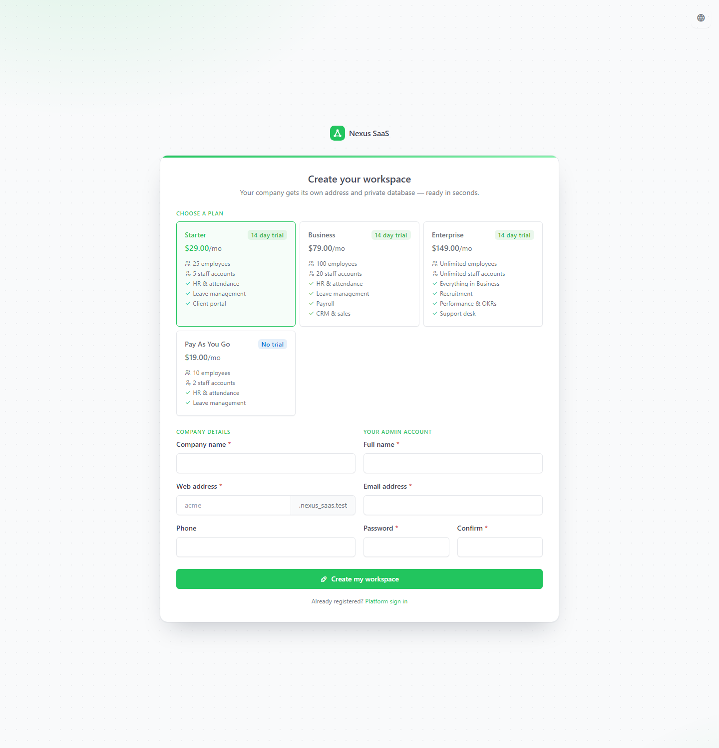Sign-up form